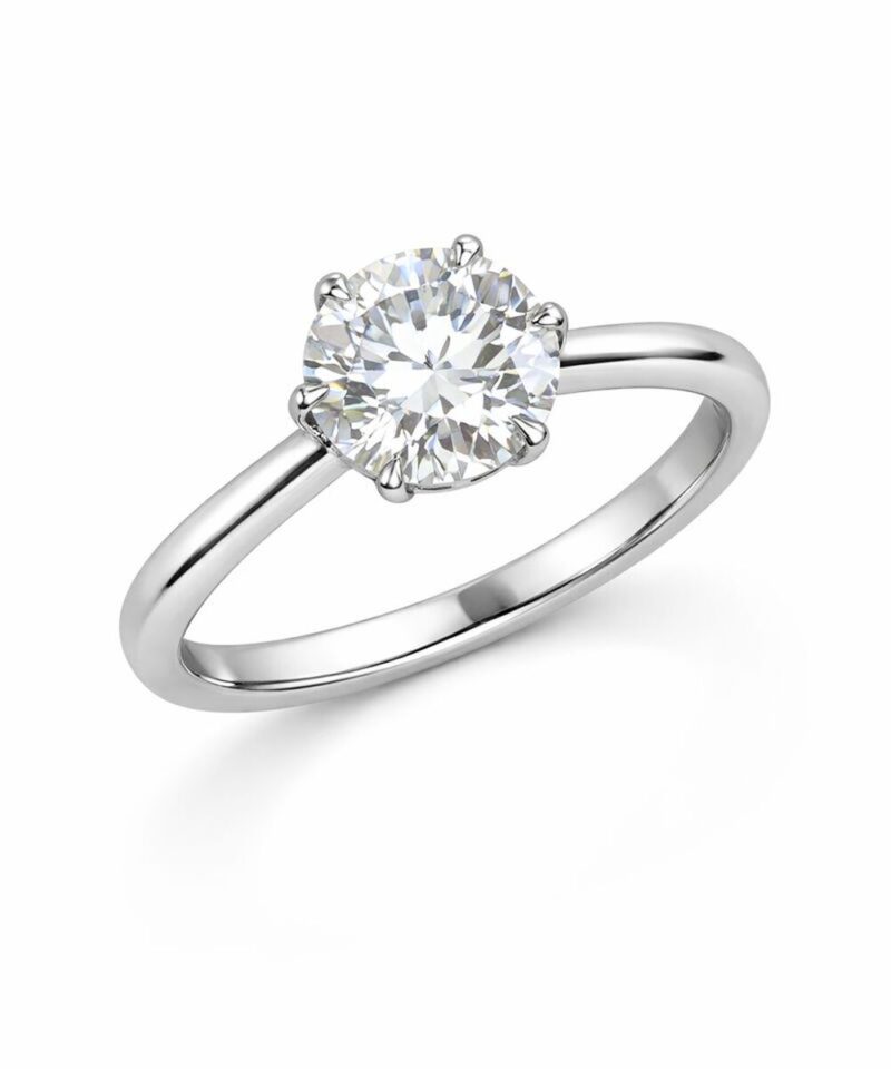 Anel Solitário Moissanite 9,5 mm 3,5 ct em Prata 925 com 6 Garras