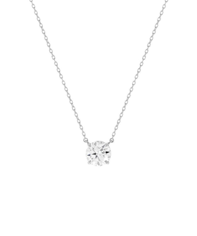 Colar Ponto de Luz Moissanite 3 mm 0,11 ct em Prata 925 com 45 cm