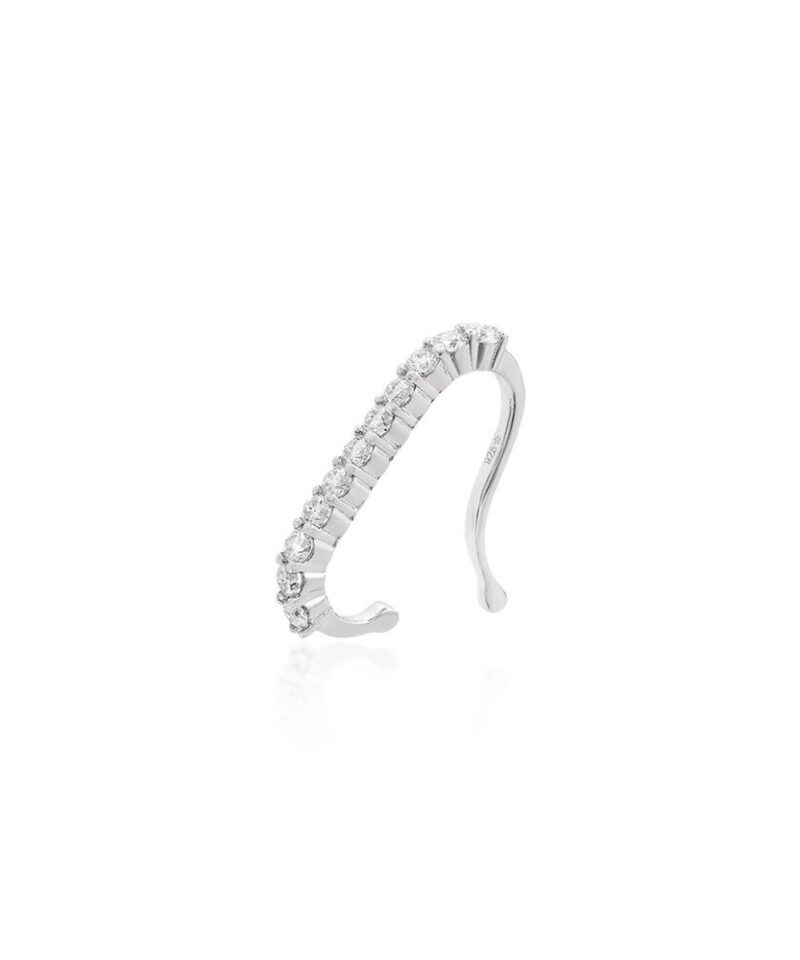 Brinco Piercing Ear Hook Lumière Line Moissanite 1,8 mm em Prata 925