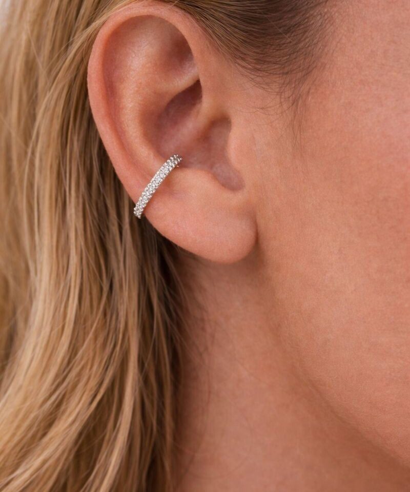 Alternative view of Brinco Piercing Ear Hook Lumière Line Moissanite 1,8 mm em Prata 925