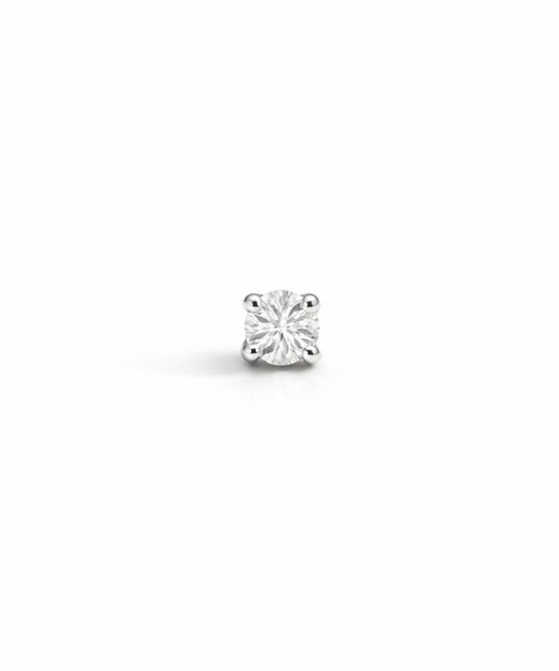 Brinco Solitário Ponto de Luz Moissanite 3 mm 0,22 ct em Prata 925