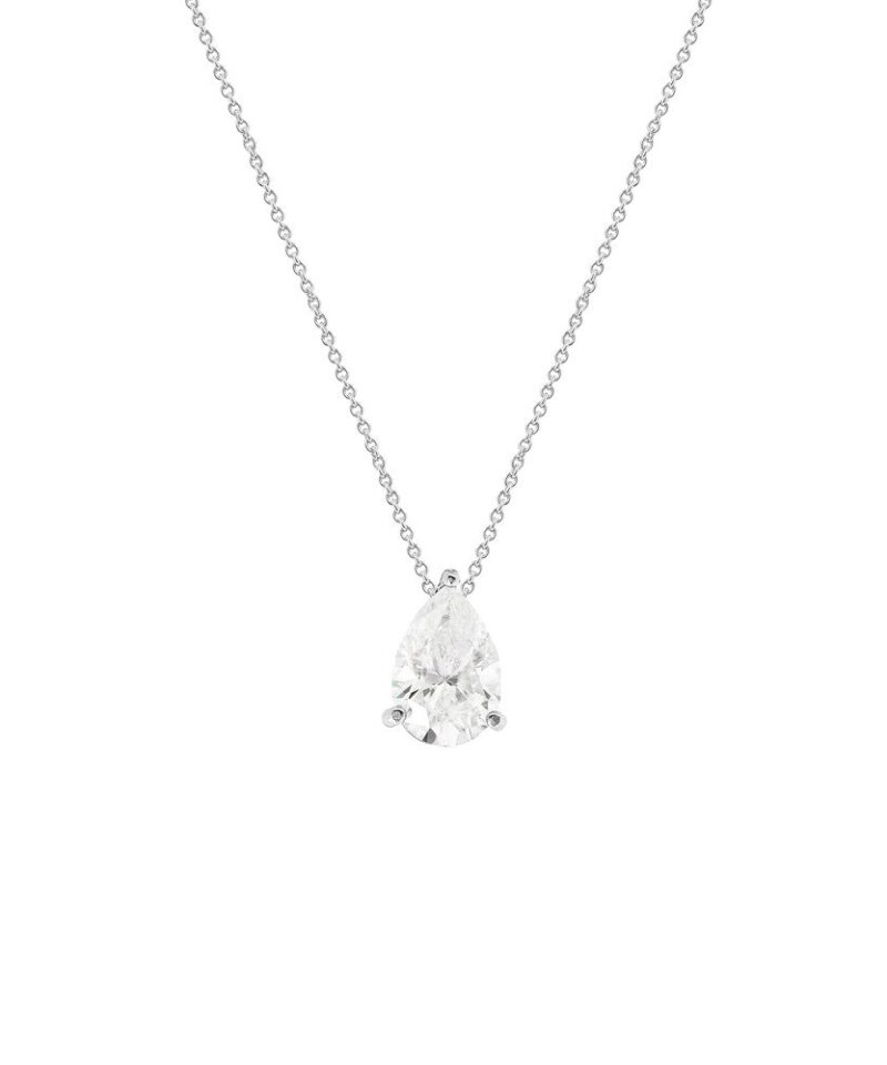 Colar Gota Moissanite 9,5 mm 2,75 ct em Prata 925 com 45 cm
