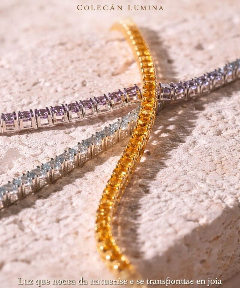 Alternative view of Pulseira Riviera Aurum com Citrinos Naturais 3 mm e Fecho de Segurança