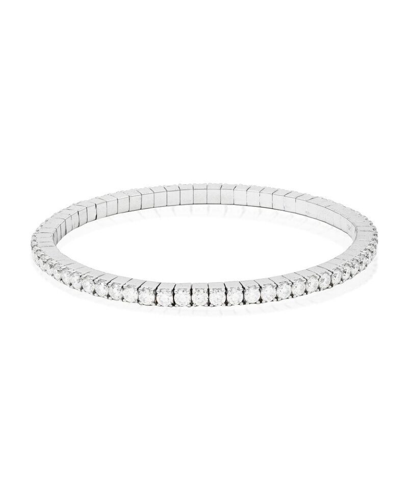 Pulseira Lumière Stretch Moissanite 3 mm 5,50 ct em Prata 925 com Ródio