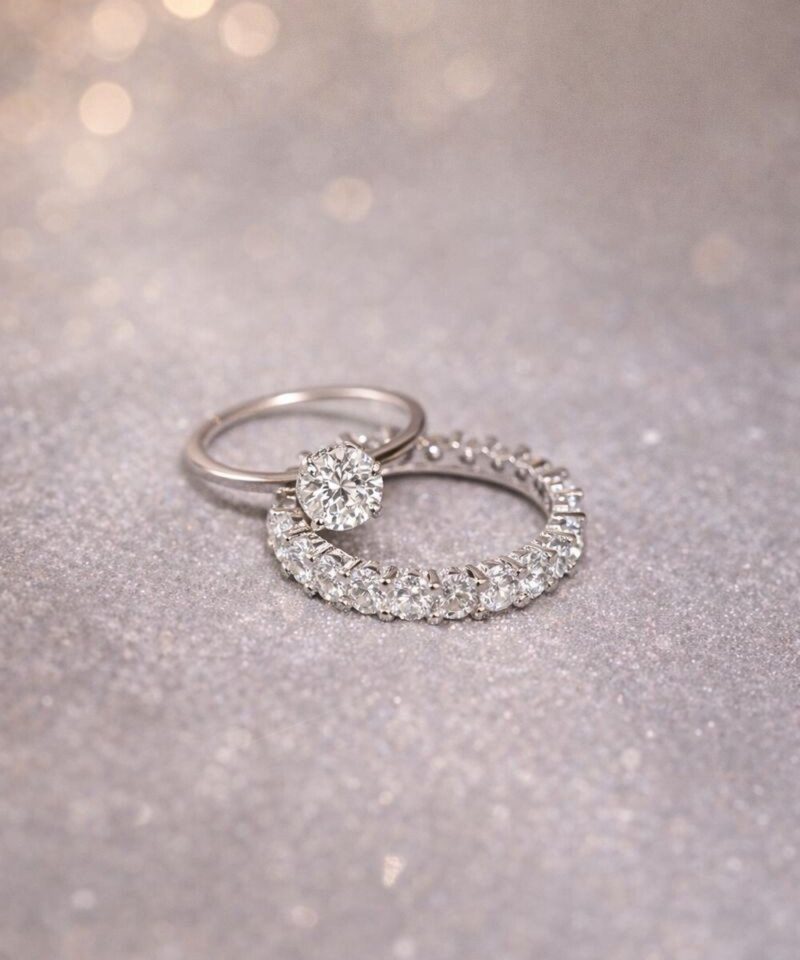 Alternative view of Anel Aparador Lumière Slim Cravejado Moissanite 3 mm em Prata 925