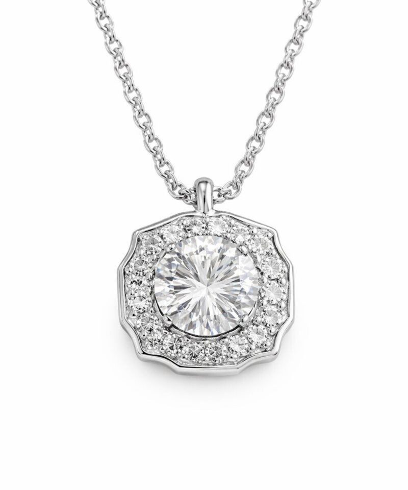 Colar Ponto de Luz Glam Moissanite 1 ct em Prata 925 com Banho de Ródio