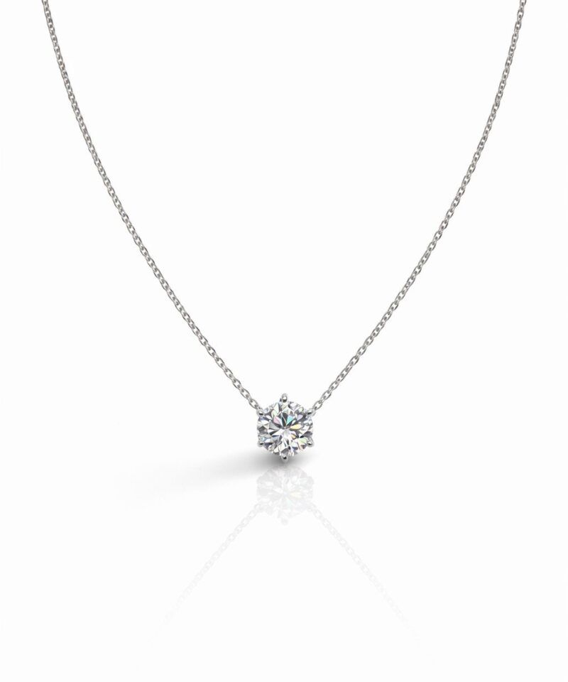 Colar Universo Glam Moissanite 6,5 mm em Prata 925 com Banho de Ródio