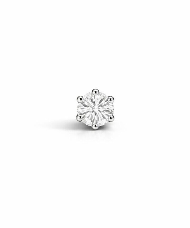 Brinco Solitário Ponto de Luz Moissanite 5 mm 1 ct em Prata 925 com Ródio