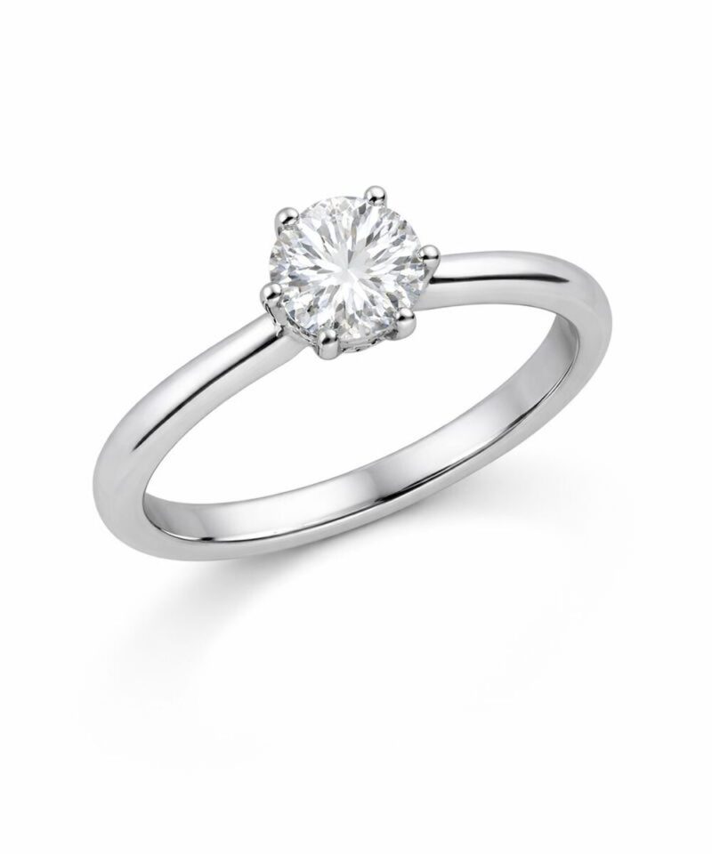 Anel Solitário Moissanite 6,5 mm 1 ct em Prata 925 com 6 Garras