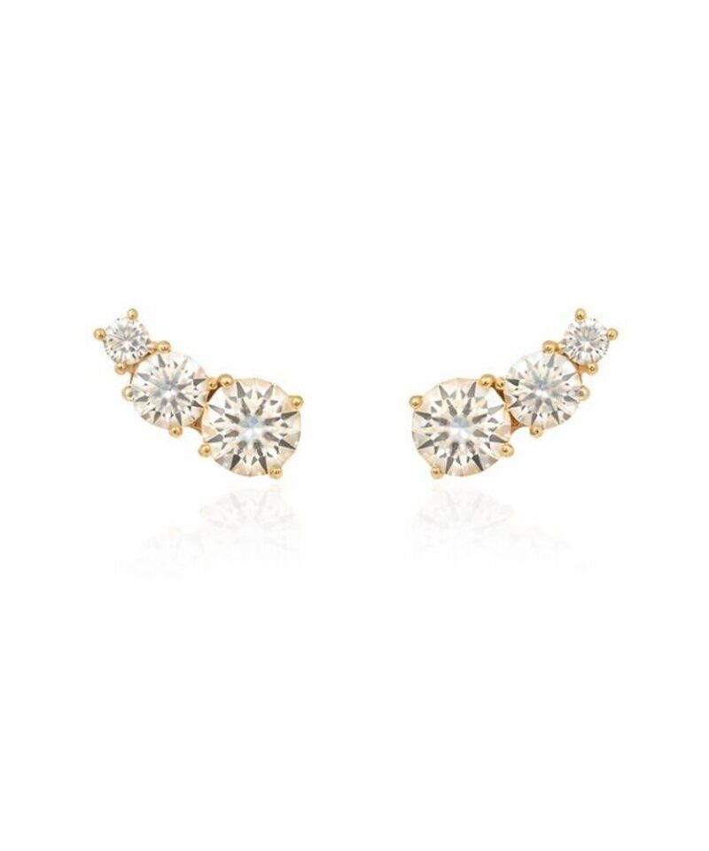Brinco Ear Cuff Ponto de Luz Moissanite 3,03 ct em Banho de Ouro
