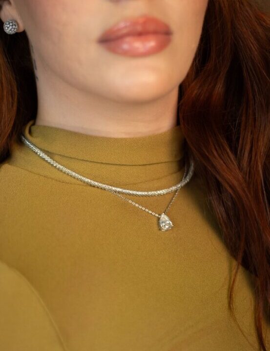 Alternative view of Colar Gota Moissanite 9,5 mm 2,75 ct em Prata 925 com 45 cm