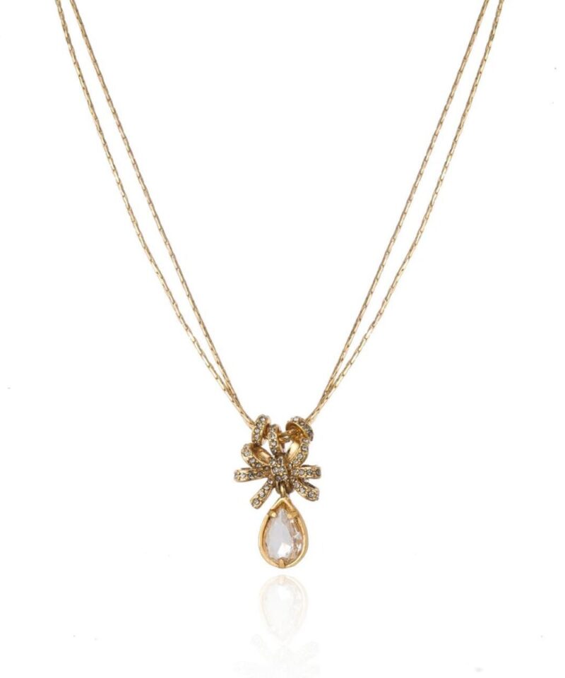 Colar Afeto Pendente com Cristais em Banho Ouro Vintage | Claudia Arbex