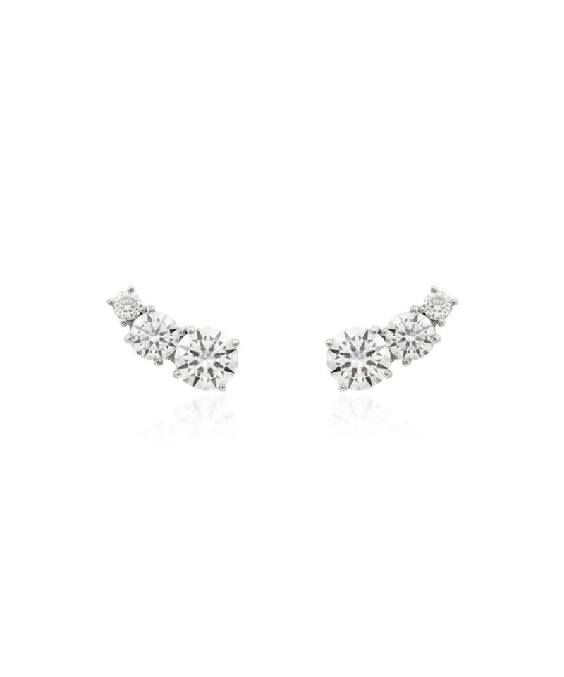 Brinco Ear Cuff Ponto de Luz Moissanite 3,03 ct em Banho de Ródio