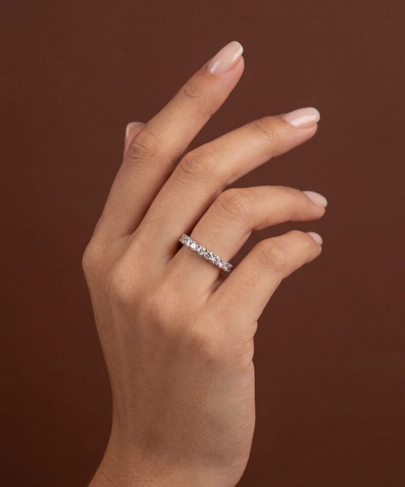 Alternative view of Anel Etoiles Cravejado com Moissanite 2 mm