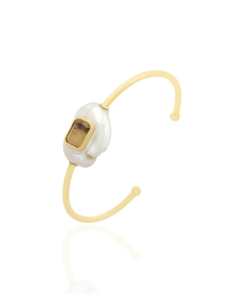 Bracelete Ocean Lumière com Pérola Barroca Natural e Citrino 7x9 mm