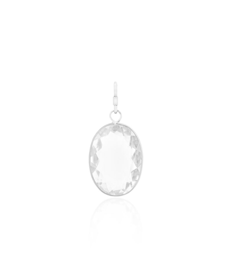 Pingente Oval com Cristal Lapidado e Design Atemporal