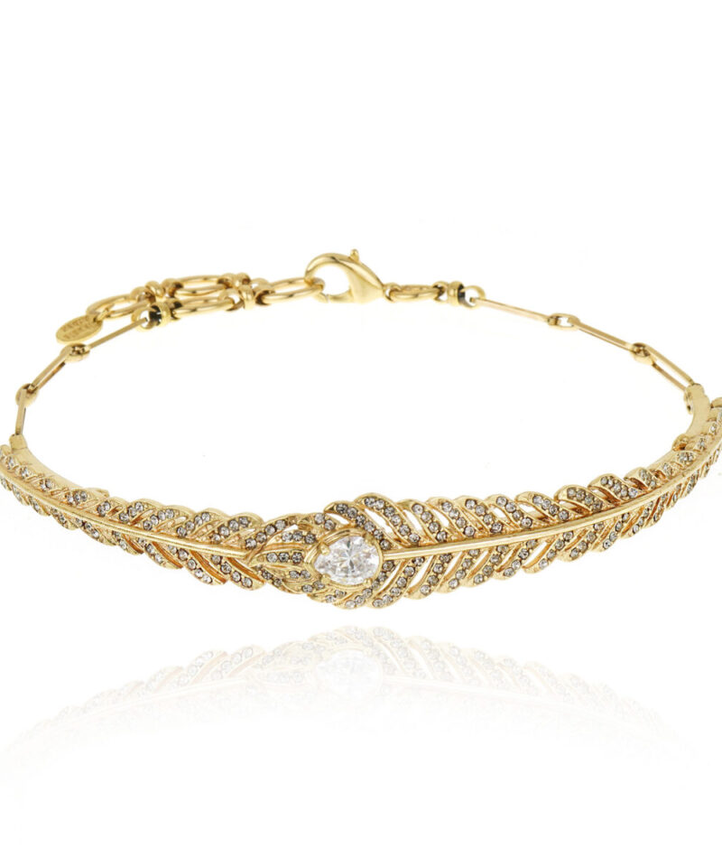 Choker Pavão com Cristais em Banho Ouro Vintage | Claudia Arbex