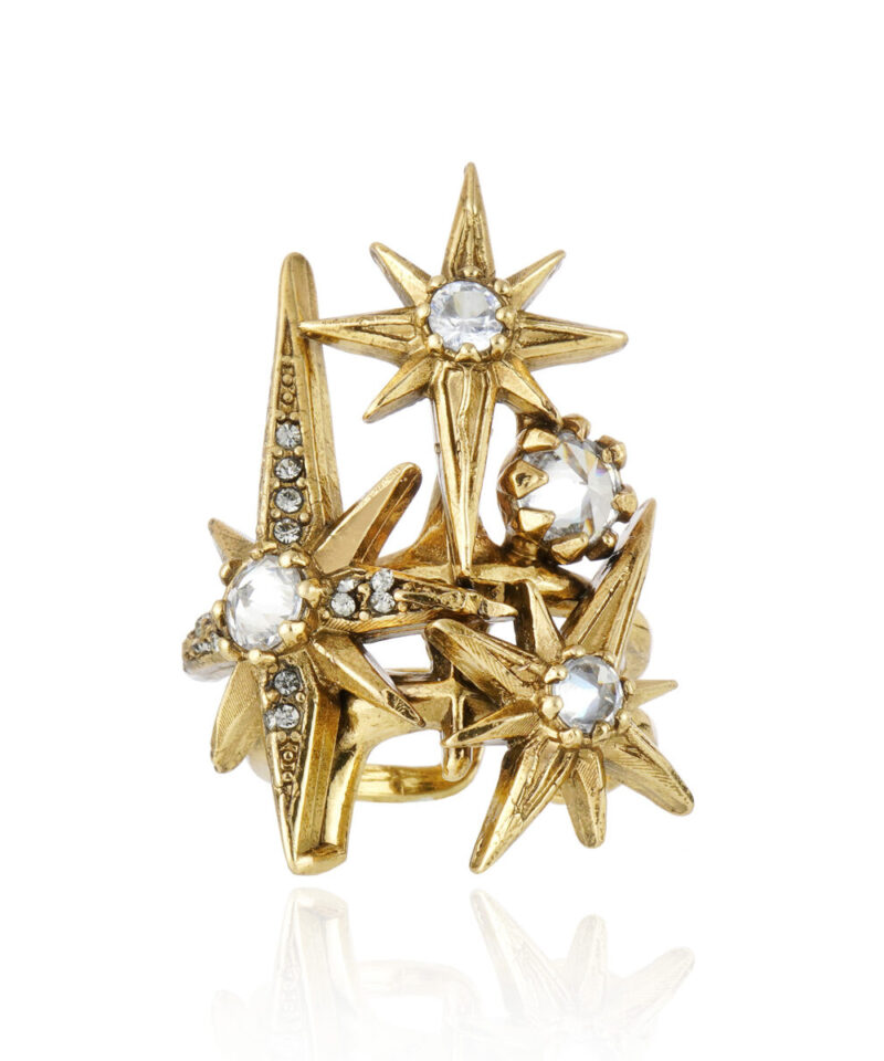 Anel Star Harley com Cristais em Banho Ouro Vintage | Claudia Arbex