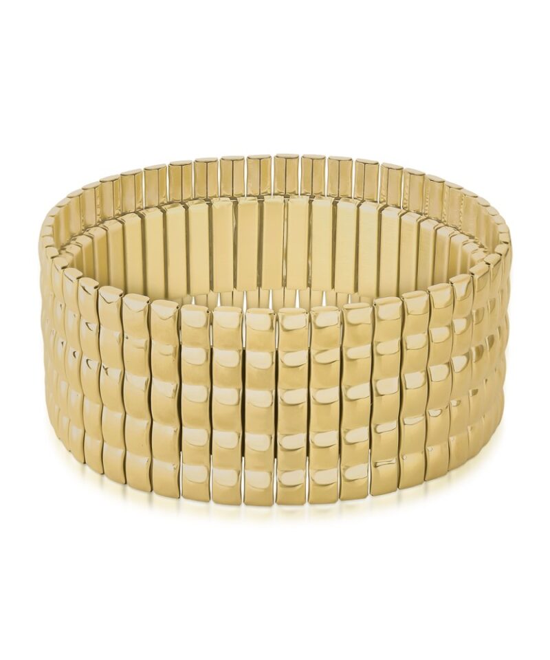 Bracelete Impera com Elos Articulados e Banho Dourado Polido