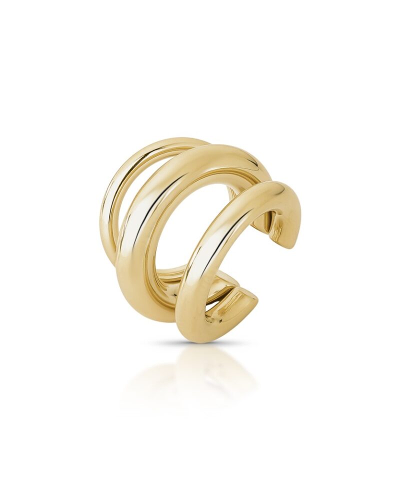 Brinco Piercing Fake Nexus Curve em Banho Dourado Polido