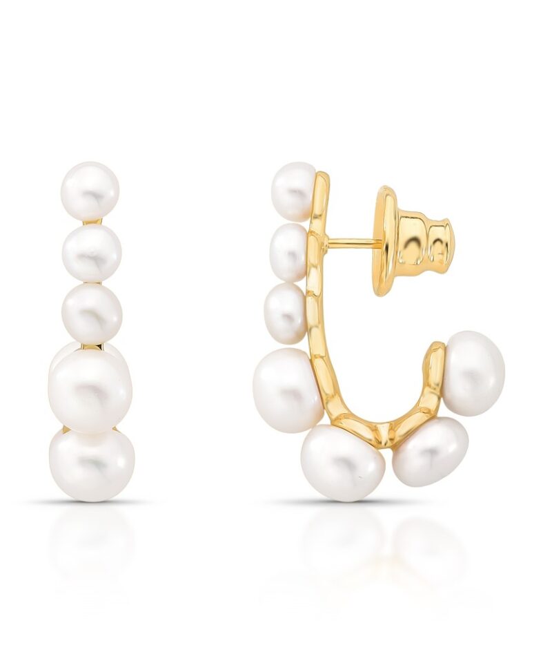 Brinco La Perla com Pérolas em Banho Dourado Acetinado