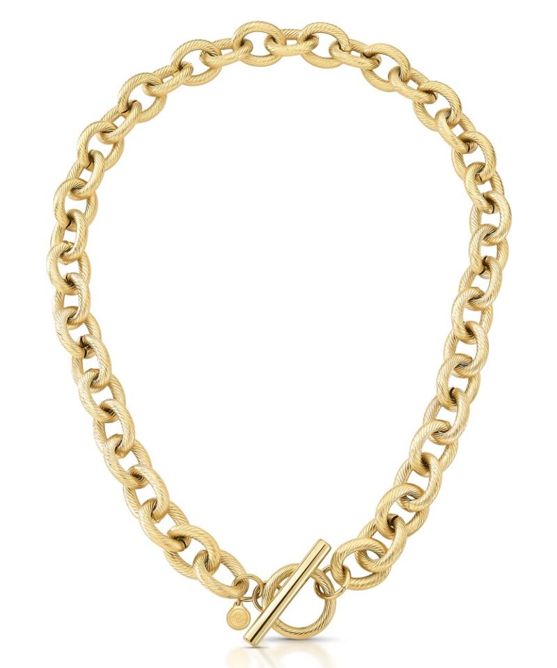 Colar Orla com Elos Encadeados em Banho Dourado Texturizado