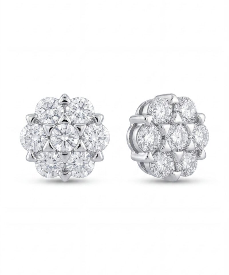 Brinco Mini Flor Glam Cravejado com Pedras de 2 mm