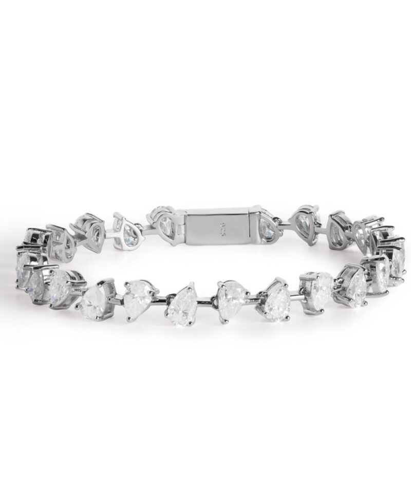 Pulseira Élise Fio Faca com Moissanites Navete 12 ct 17 cm