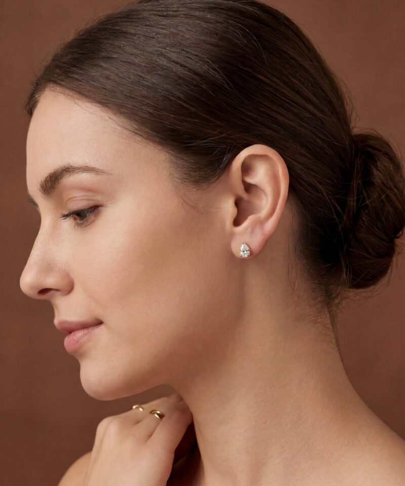 Brinco Gota Pear Glam com Pedra Lapidação Gota 5 mm