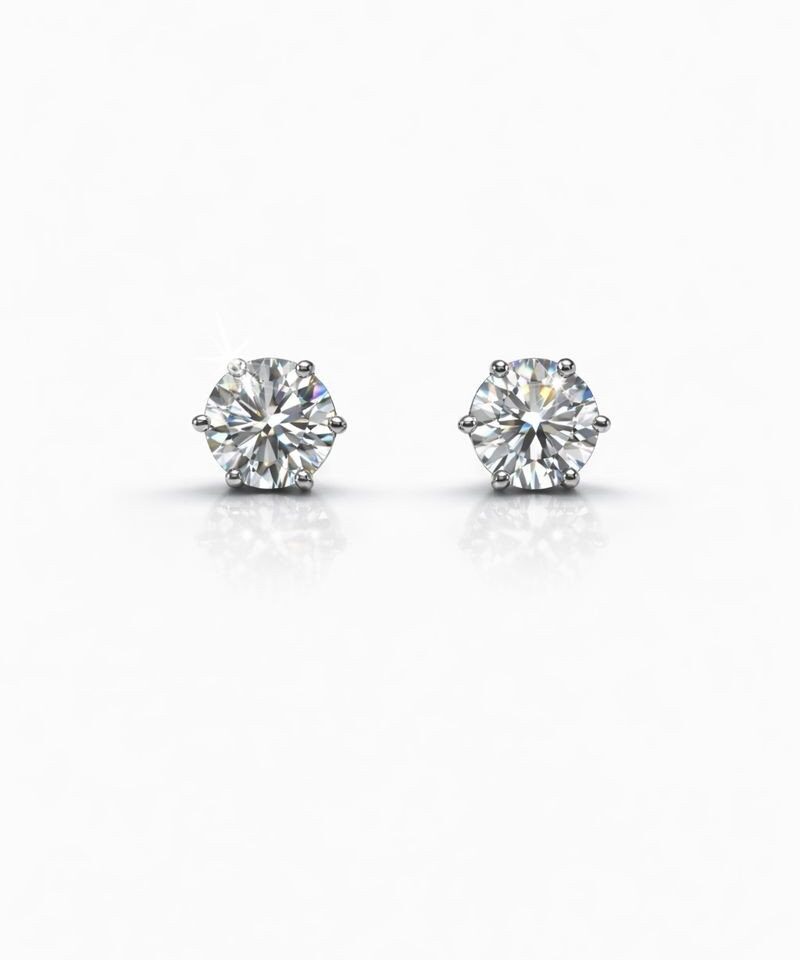 Brinco Ponto de Luz Moissanite 8 mm em Prata 925 com Banho de Ródio