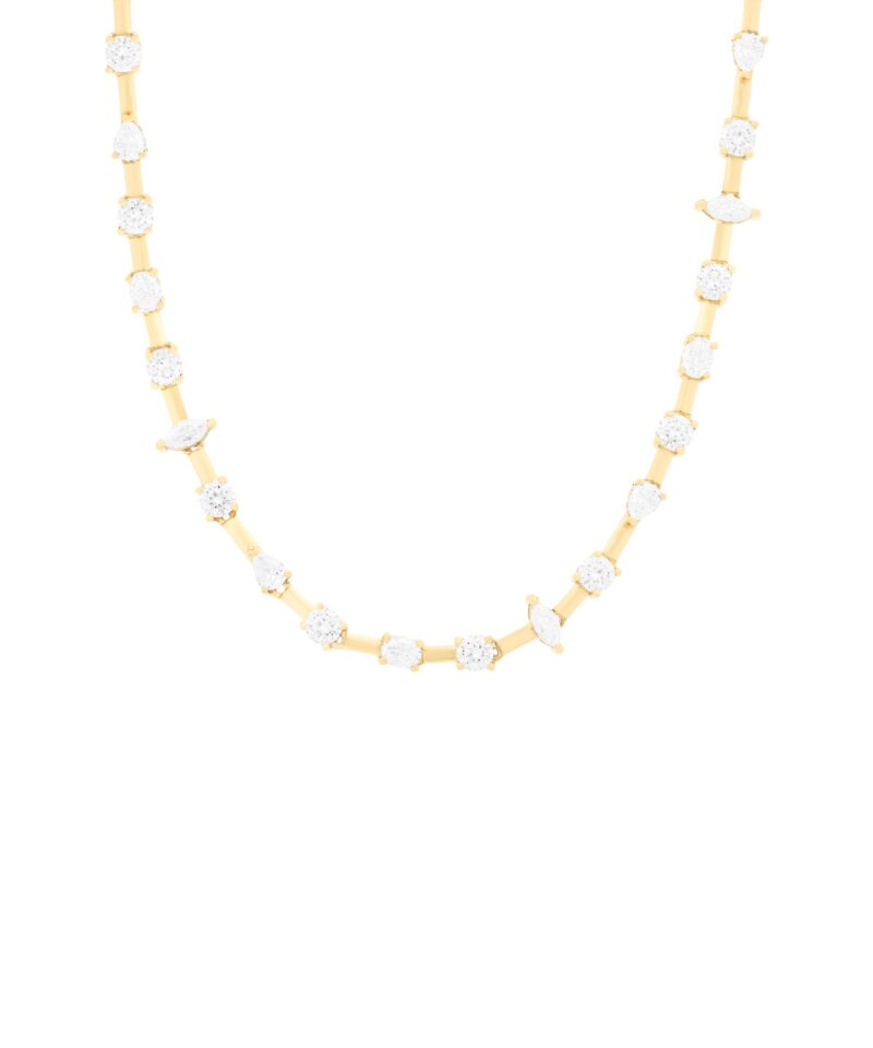 Colar Riviera Fio Faca Cravejado Moissanite 3 mm 12,80 ct