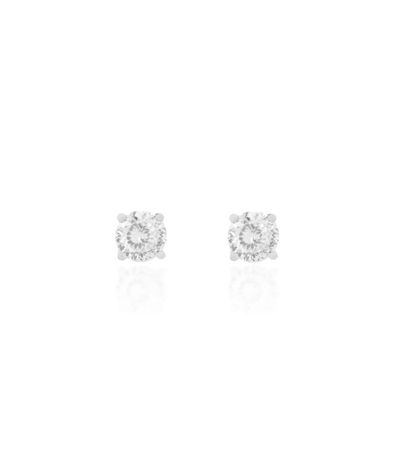Brinco Solitário Ponto de Luz Moissanite 6 mm Lapidação Portuguesa