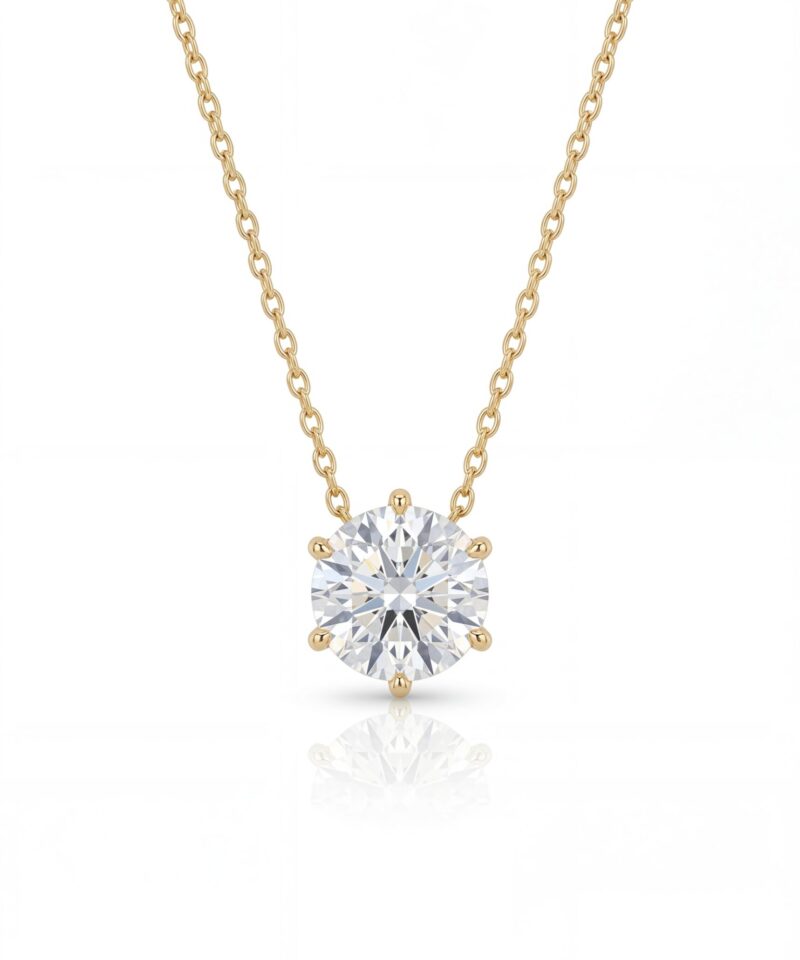 Colar Ponto de Luz Moissanite 11 mm em Prata 925 com Ouro 18k