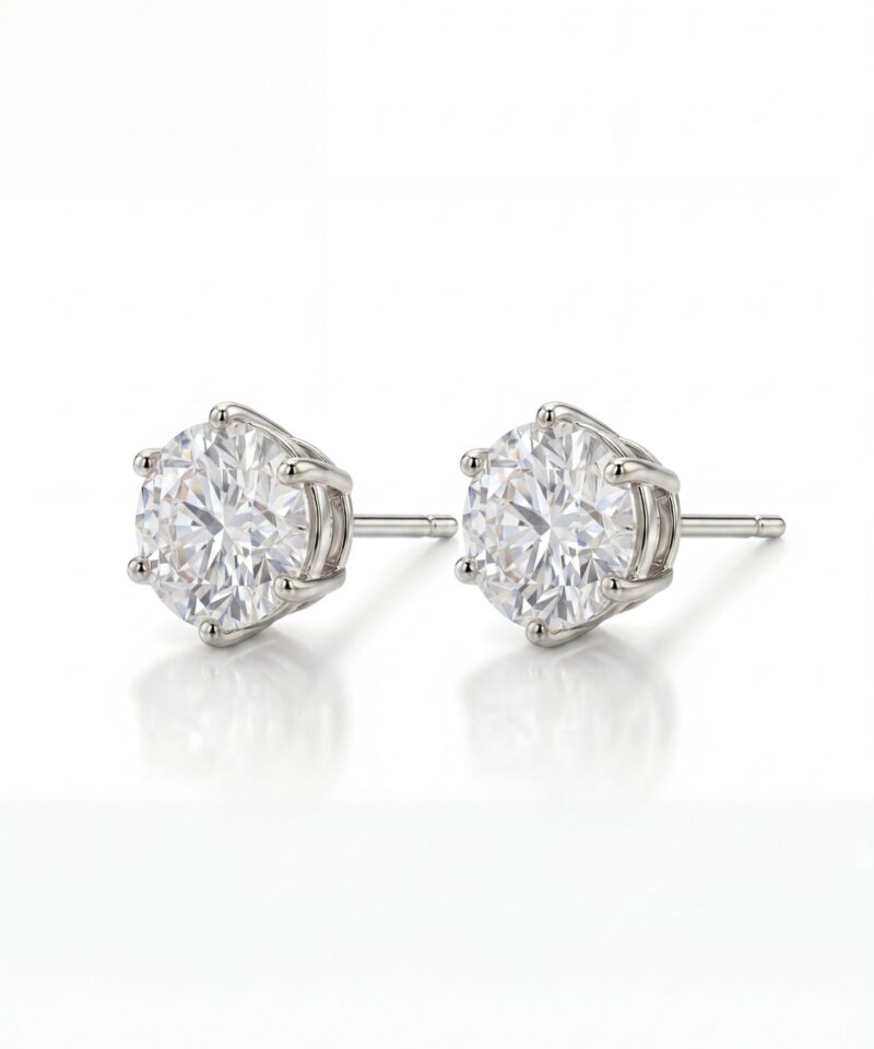 Brinco Solitário Moissanite 9,5 mm em Prata 925 com Banho de Ródio