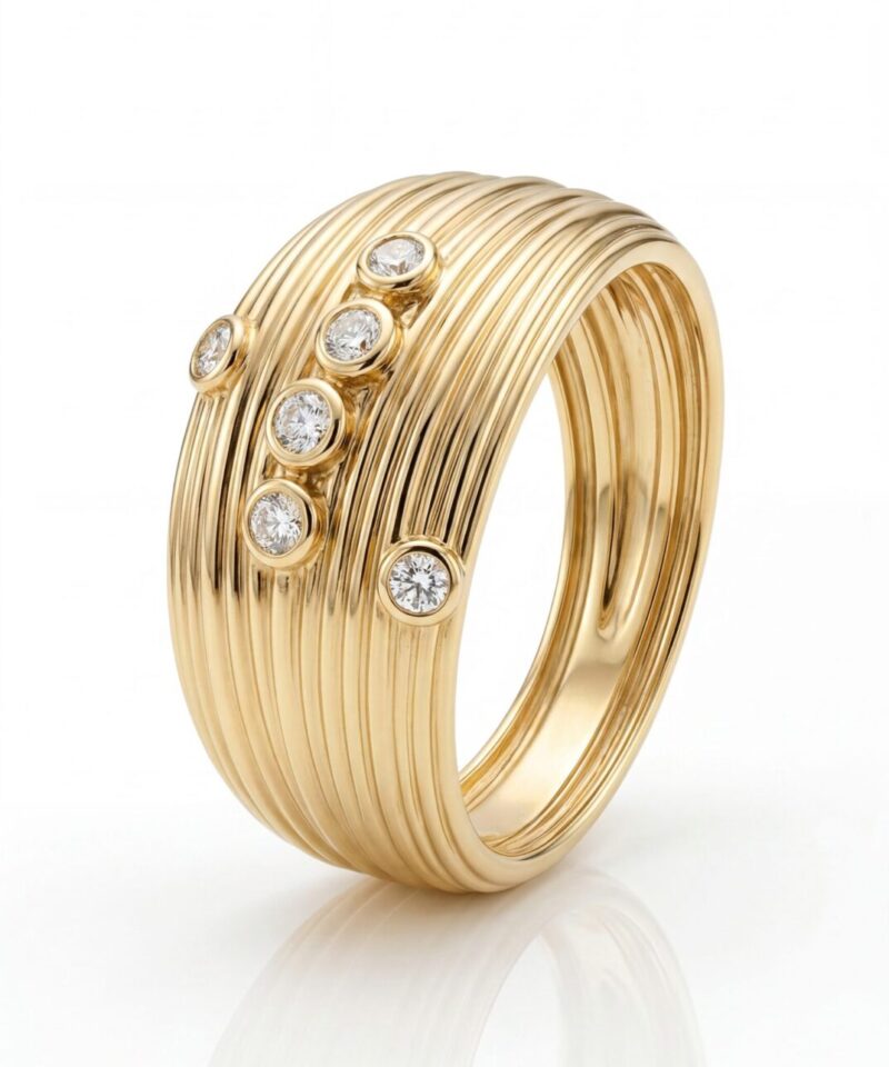 Anel Constelação Glam com Moissanite em Prata 925 e Banho de Ouro - Aro 19