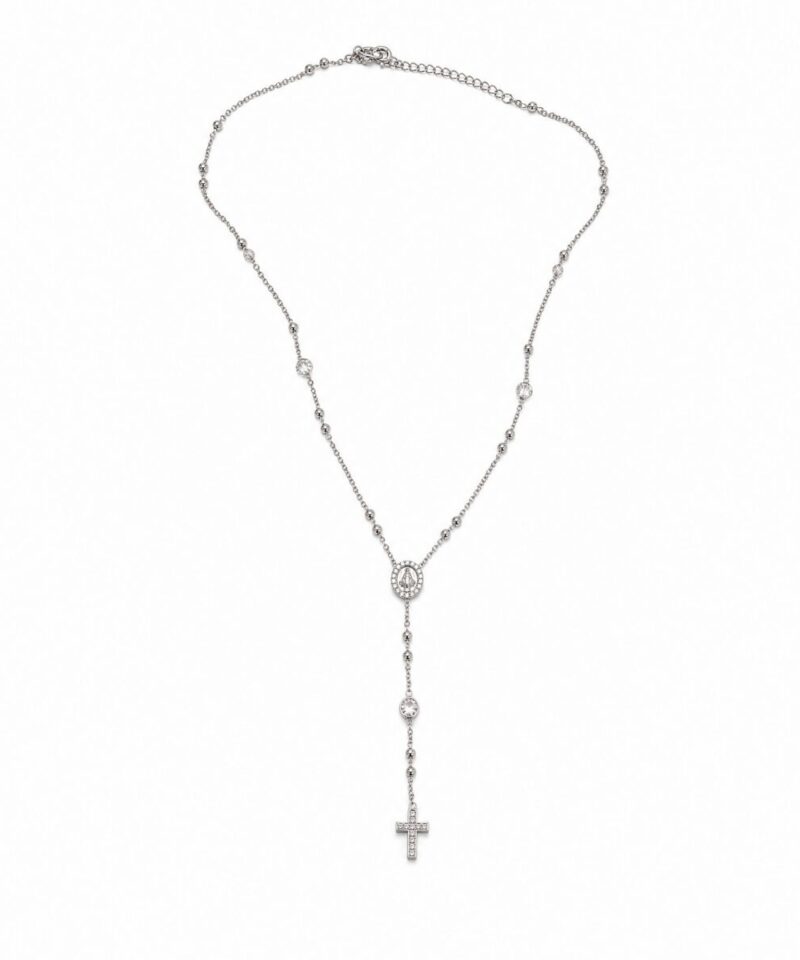Colar Sancta Lumière com Medalha e Cruz Cravejadas em Moissanite 45 cm