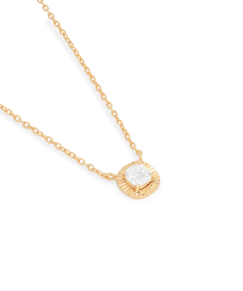 Colar Soléa com Moissanite 5 mm e Halo em Banho de Ouro 18k