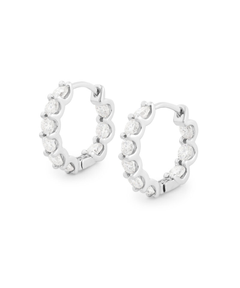 Brinco Argola Riviera Celestia 17 mm Cravejada Moissanite em Prata 925