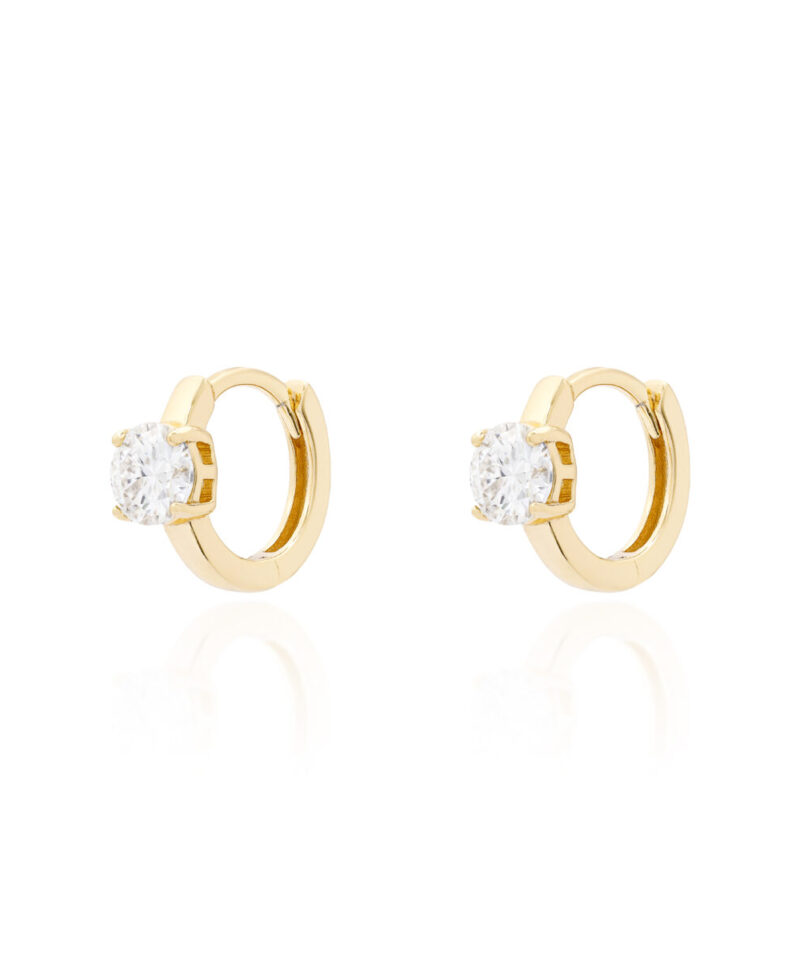 Brinco Argola Lumina Dourée Moissanite 5 mm em Prata 925 com Ouro 18k