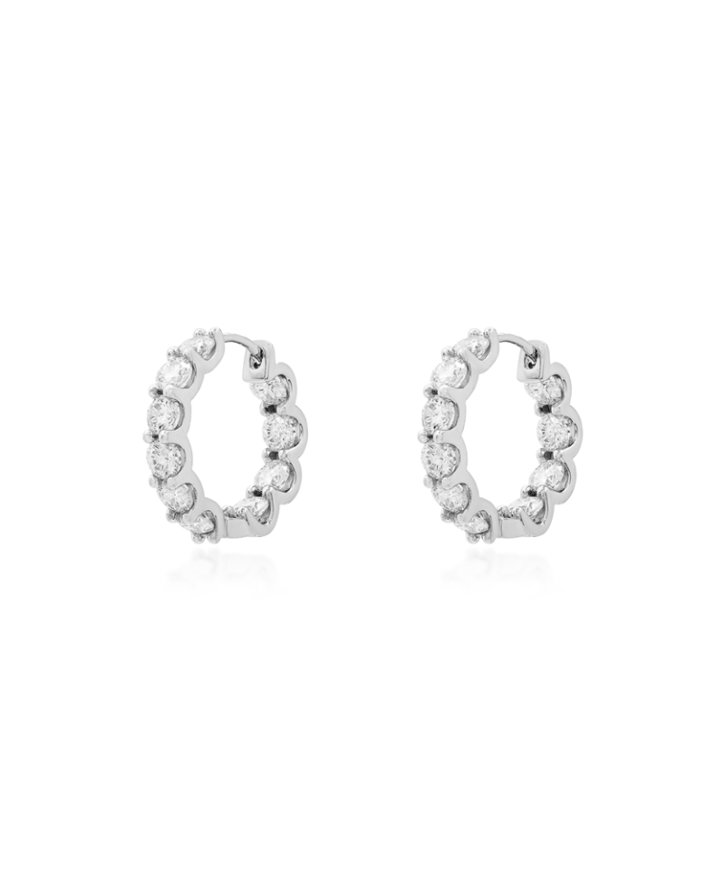 Brinco Argola Riviera Celestia 20 mm Cravejada Moissanite em Prata 925