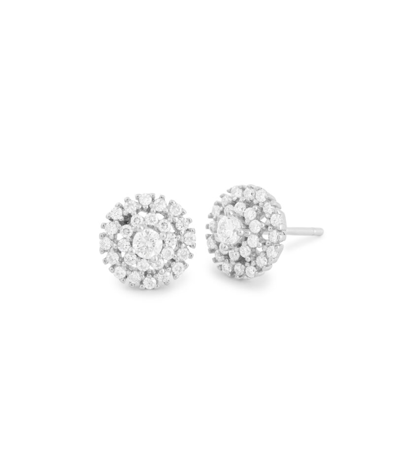 Brinco Halo com Moissanite Central e Halo Cravejado em Prata 925