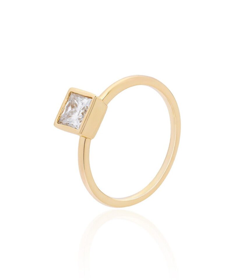 Anel Solitário Moissanite Quadrada 5 mm 0,5 ct em Prata 925