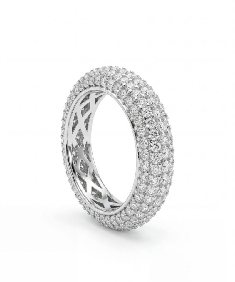 Anel Jou Glam Múltiplas Fileiras Cravejado Moissanite 1,5 mm