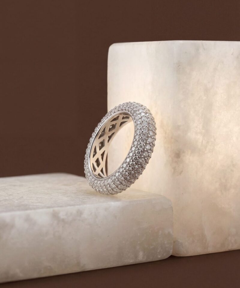 Alternative view of Anel Jou Glam Múltiplas Fileiras Cravejado Moissanite 1,5 mm