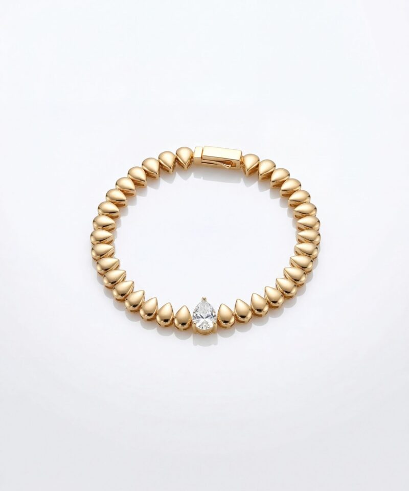 Pulseira Goutte com Elementos Gota Polidos e Moissanite