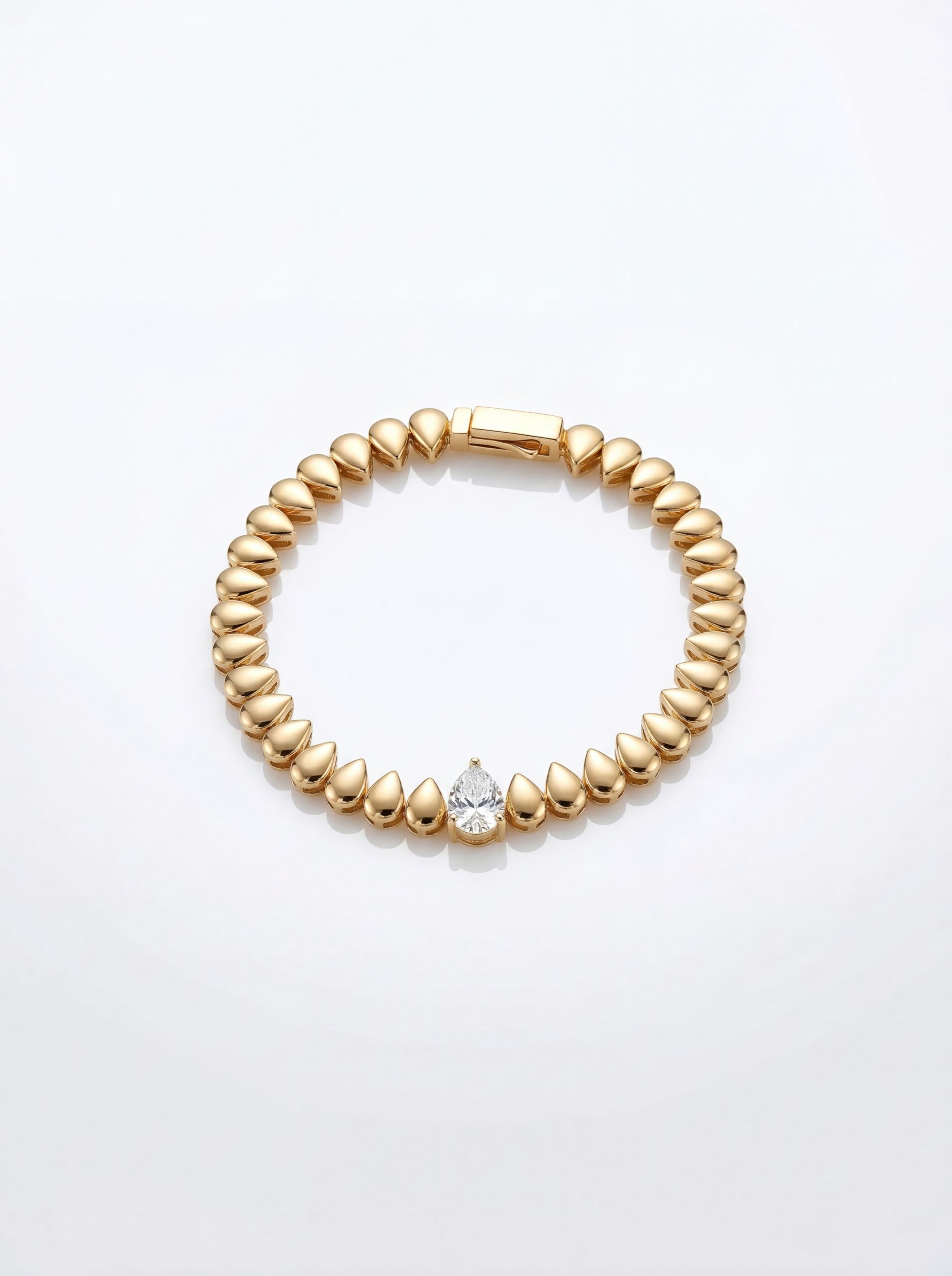 Pulseira Goutte com Elementos Gota Polidos e Moissanite