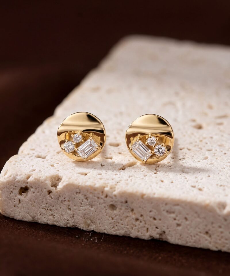 Brinco Trio Lumière com Moissanites 5 mm 2,30 ct Dourado
