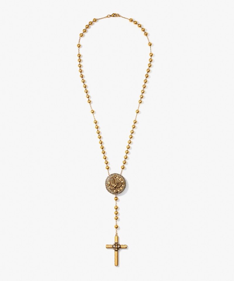 Colar Terço Divino Espírito Santo em Metal Dourado | Monica Di Creddo