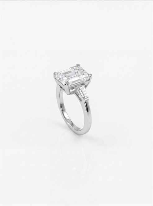 Anel Aurum Moissanite Central 10x12 mm em Prata 925 com Banho de Ródio