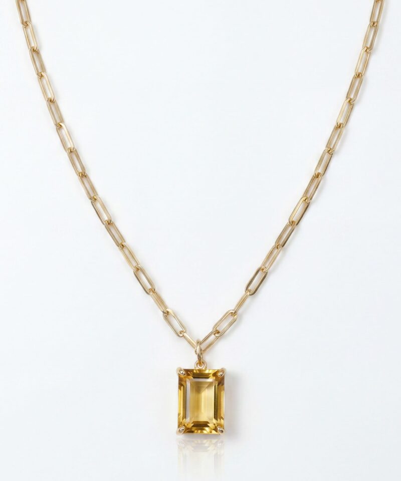 Colar Elos Cartier com Pingente de Citrino Retangular